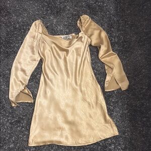 Audrey 3+1 Gold Satin Dress